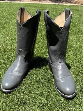 Laredo Women's Gray Leather Western Cowboy Boots, 6.5M, Made in USA